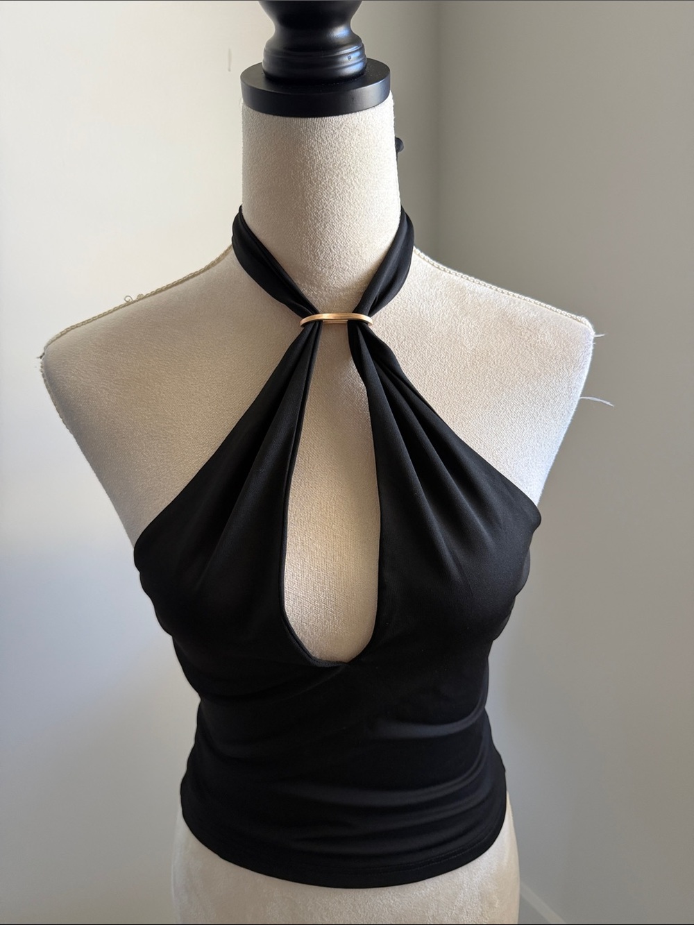 Black Halter with Gold Accent